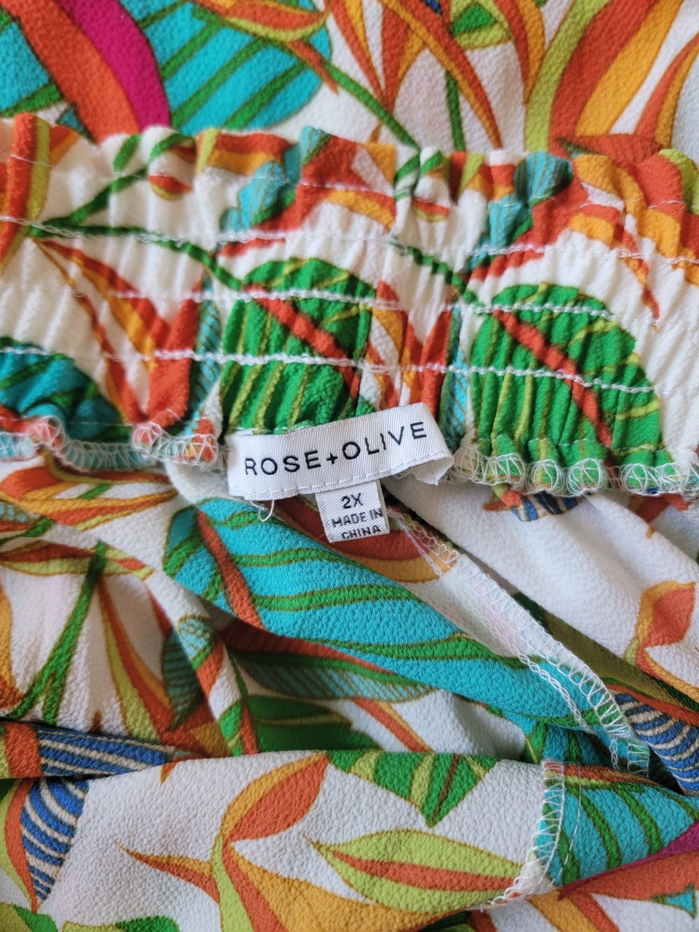 Rose + Olive Tropical Wide Leg Pants | 2X | Farm Rio Inspired Resort Print - Picture 6 of 6